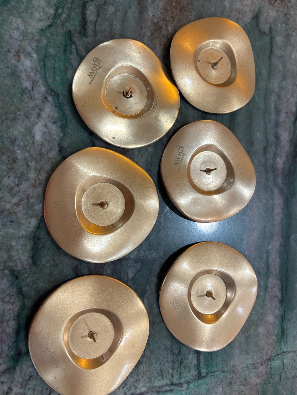 Mackenzie Childs GLO Metallic Gold Petal Candle Holder